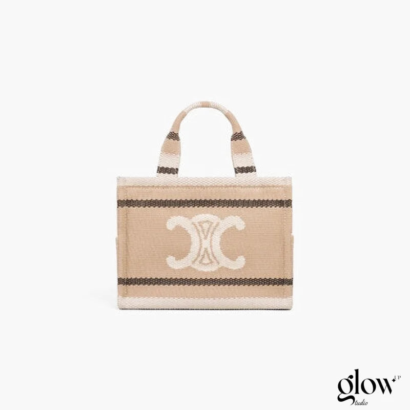 Celine - Small Cabas Thais Striped Textile Beige Noir