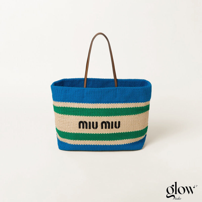 Miumiu - Raffia-effect woven tote bag