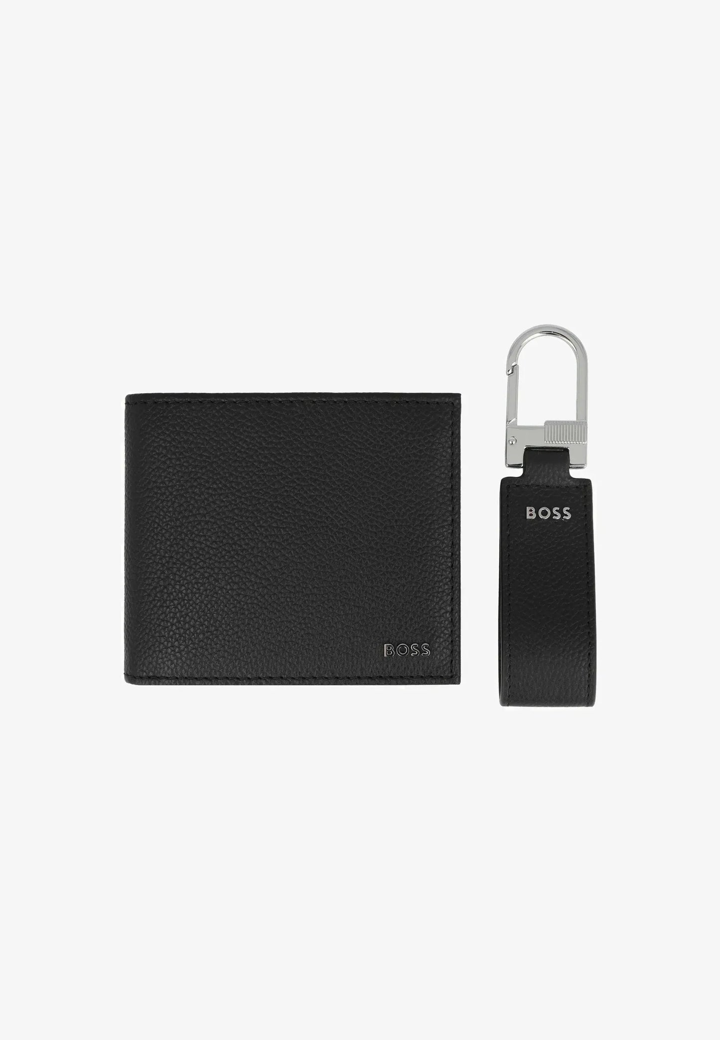 Coffret portefeuille et porte-clés BOSS noir en cuir