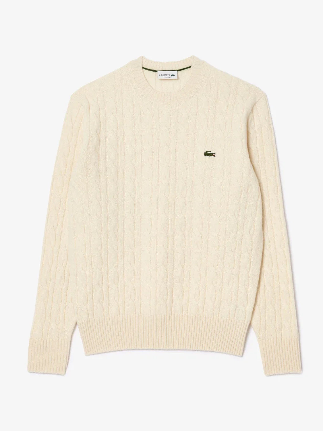 Pull torsadé Lacoste beige en laine