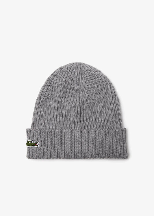 Bonnet à revers Lacoste gris en laine