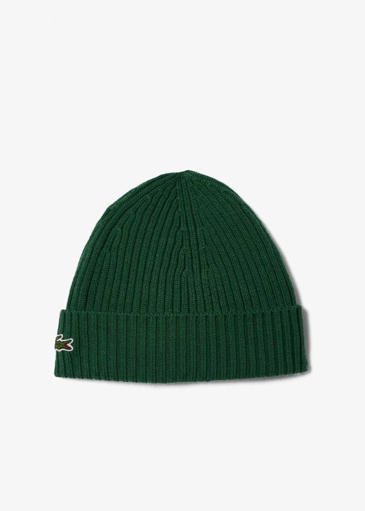 Bonnet à revers Lacoste vert en laine