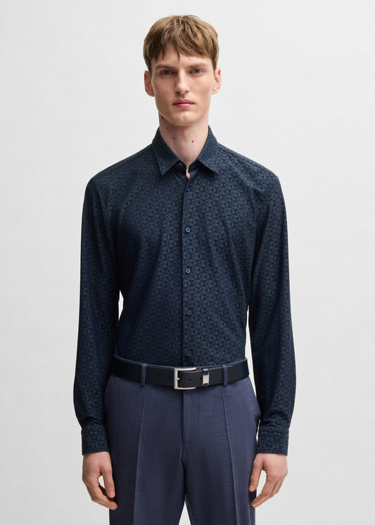 Chemise à motifs BOSS marine