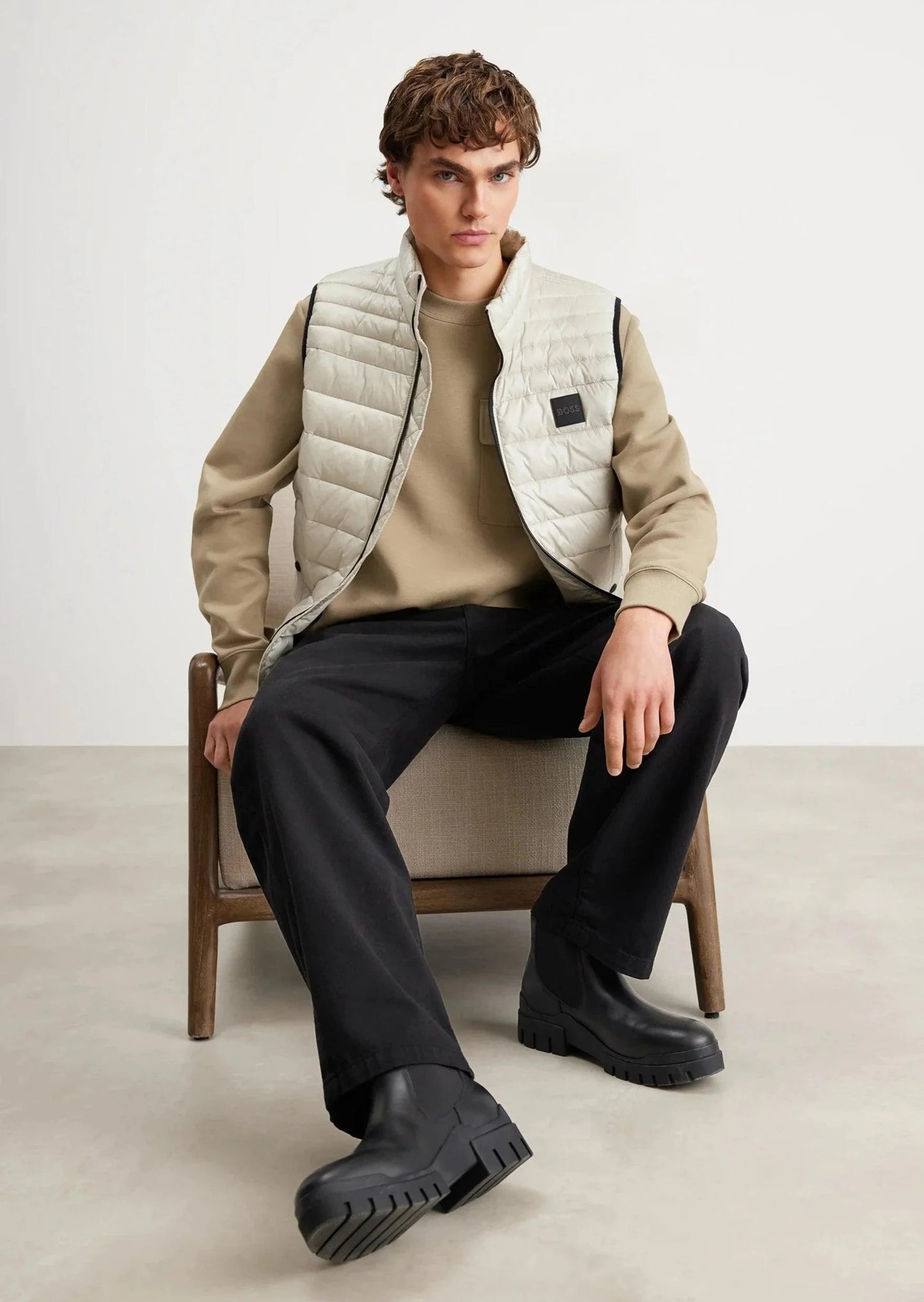 Doudoune sans manches BOSS beige