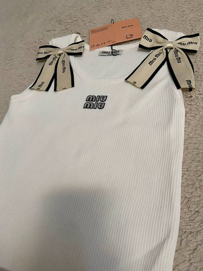 Miu Miu - Débardeur noeuds Blanc