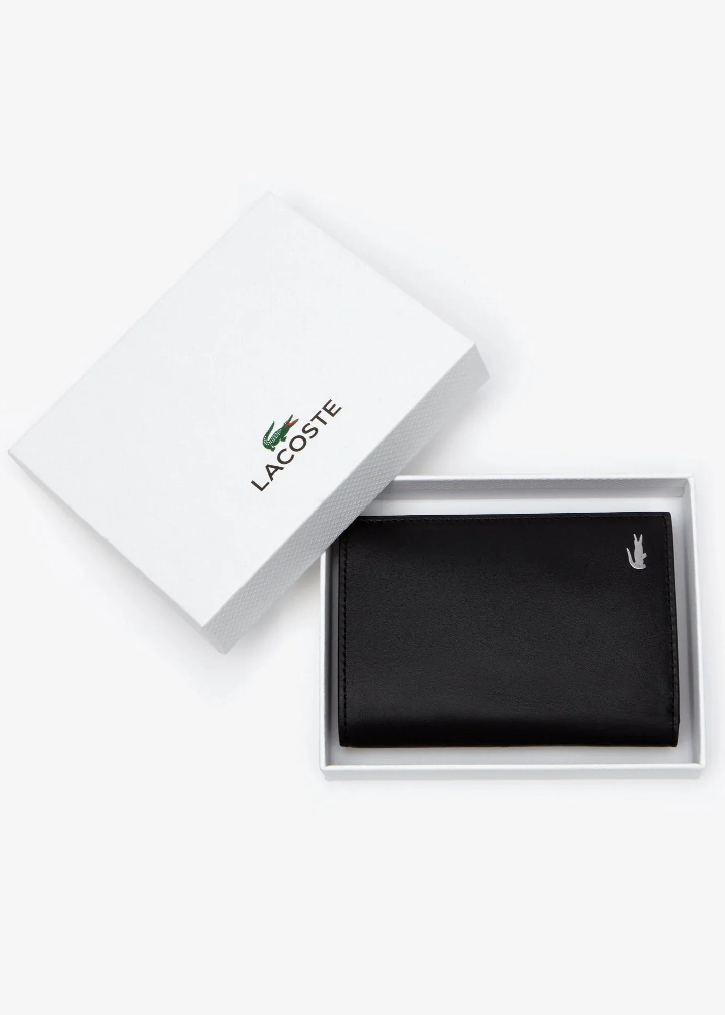 Portefeuille vertical Lacoste noir en cuir