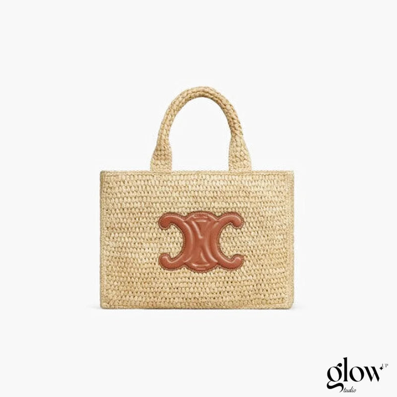 C­eli­ne - Small Cabas Thais Raffia Calfskin Top