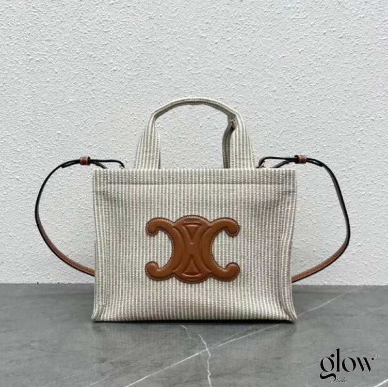 C­eli­ne - Small Cabas Thais Striped Textile With Calfskin