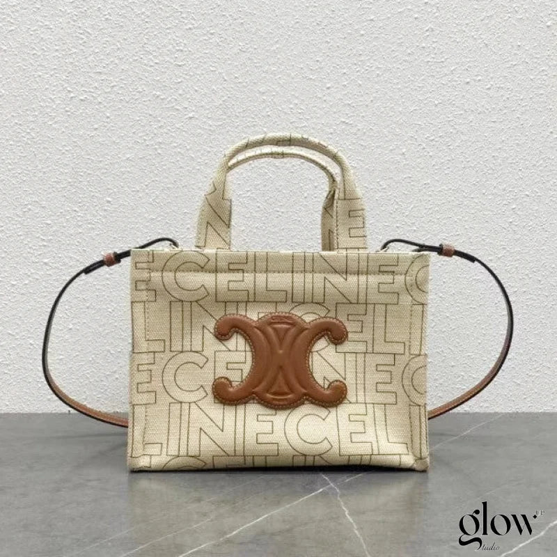 C­eli­ne - Small Cabas Thais Striped Textile With Calfskin