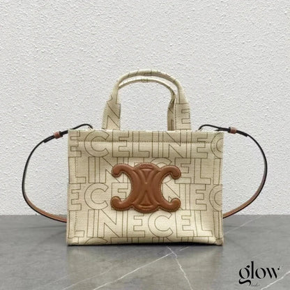 C­eli­ne - Small Cabas Thais Striped Textile With Calfskin