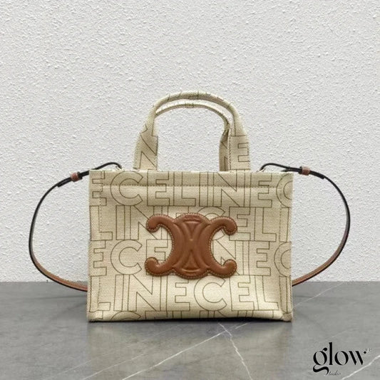 C­eli­ne - Small Cabas Thais Striped Textile With Calfskin