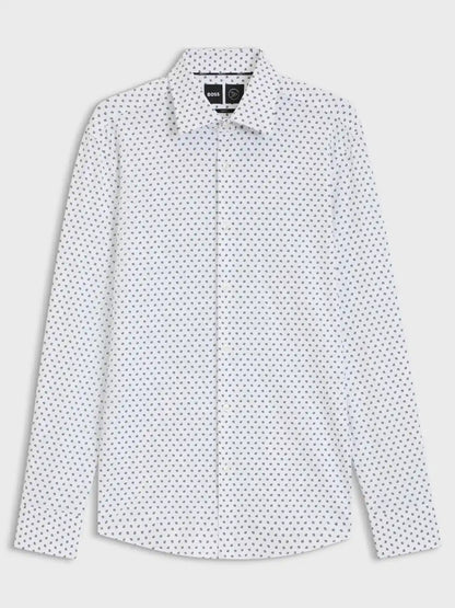 Chemise à motifs BOSS blanche