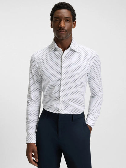 Chemise à motifs BOSS blanche