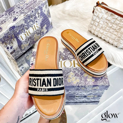 Dior - Dway Platform Slide Natural Noir