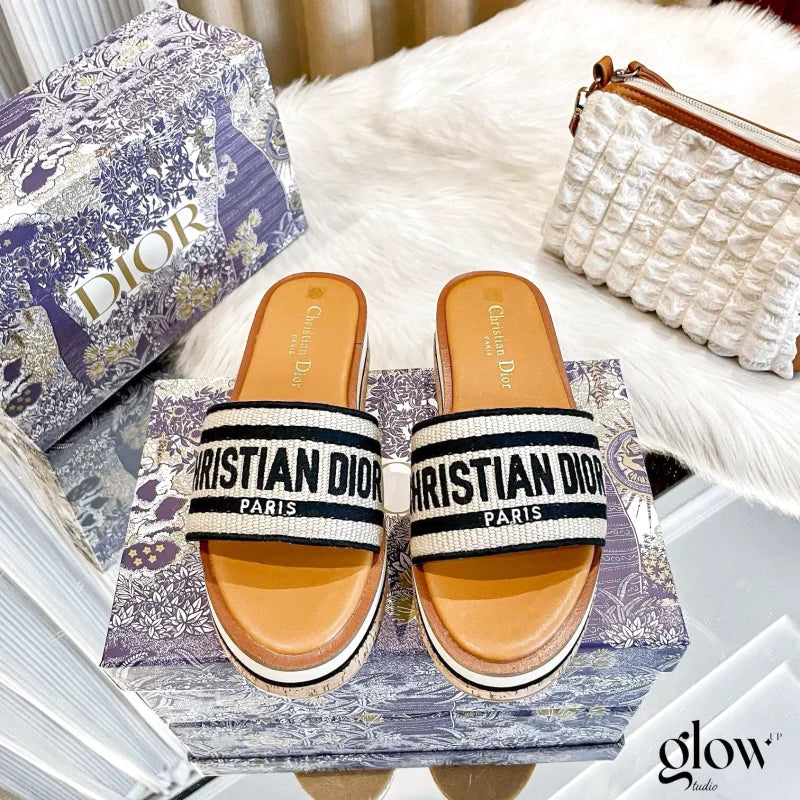 Dior - Dway Platform Slide Natural Noir