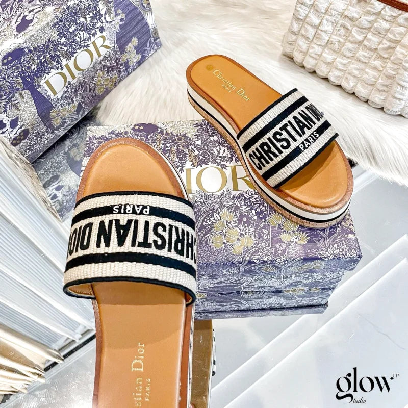 Dior - Dway Platform Slide Natural Noir