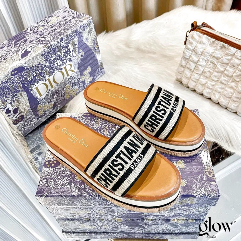 Dior - Dway Platform Slide Natural Noir