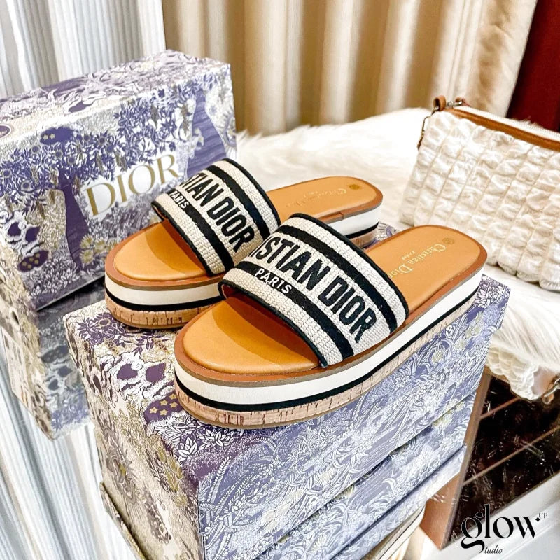 Dior - Dway Platform Slide Natural Noir