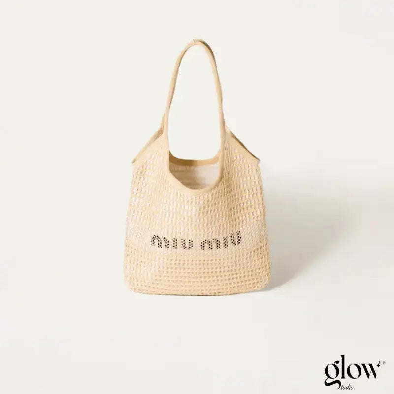 Miumiu - IVY raffia-effect and linen bag