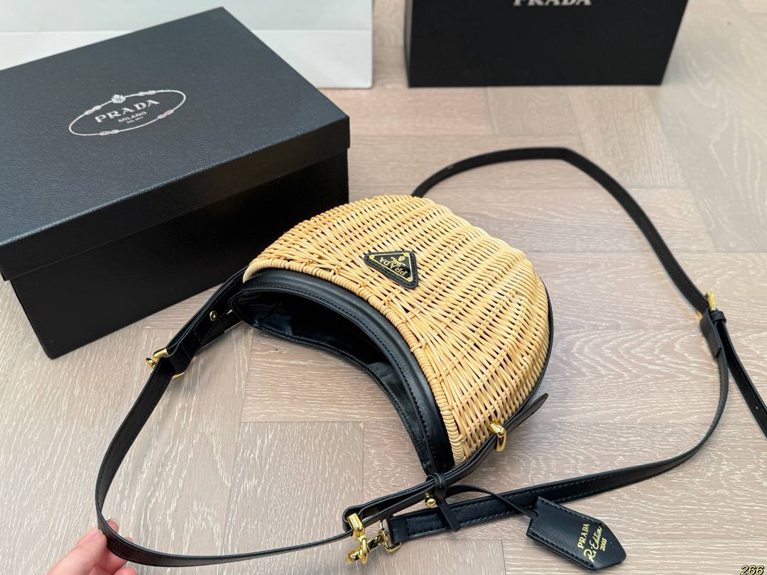 Sac Prada Arqué en osier et cuir